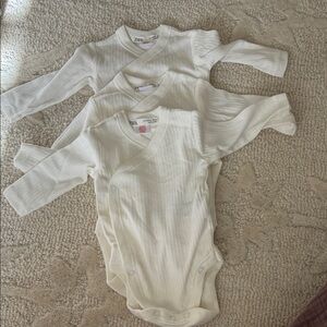 Zara Cream Long Sleeve Baby Bodysuits